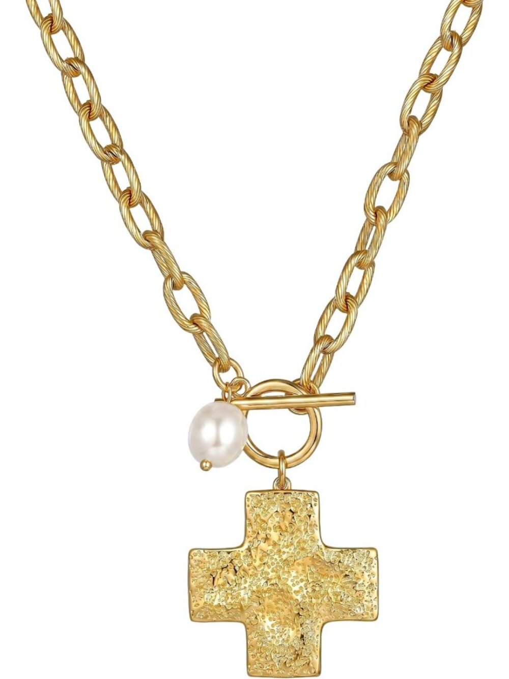 Chunky Heart Necklace for Women | 14K Gold Plated Chain | Statement Jewelry